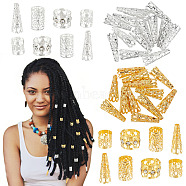 Elite DIY Making Findings Kits, Including Multi-Petal Iron Hollow Bead Caps & Hair Coil Cuffs, Golden & Stainless Steel Color, Bead Caps: 22x8mm, Hole: 3mm, 28pcs, Hair Coil Cuffs: 10~15x9~14mm, Inner Diameter: 8.5~13.5mm, 84pcs(DIY-PH0010-37)