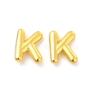 Brass Hollow Out Initial Letter Stud Earrings for Women, Real 18K Gold Plated, Lead Free & Cadmium Free, Letter.K, 7x5.5x1.5mm, Pin: 0.8mm(EJEW-A044-01G-K)