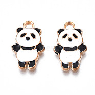 Alloy Enamel Pendants, Cadmium Free & Lead Free, Panda, Light Gold, Black, 18x11x3.5mm, Hole: 1.8mm(PALLOY-N160-013)