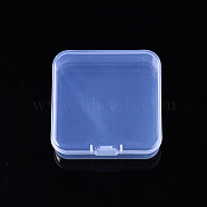 Square Polypropylene(PP) Bead Storage Containers, with Hinged Lid, for Jewelry Small Accessories, Clear, 6.5x6.5x1.9cm, compartment: 62x62mm(CON-S043-049)