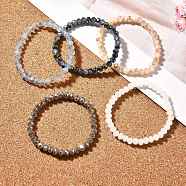 Electroplate Glass Beads Stretch Bracelets, Faceted, Round, Mixed Color, 2 inch(5cm)(BJEW-JB04021)