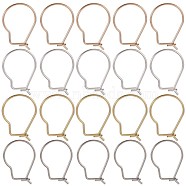 100Pcs 4 Colors 304 Stainless Steel Hoop Earrings Findings, Kidney Ear Wires, Mixed Color, 18x13x0.8mm, 25Pcs/color(STAS-SC0005-24)