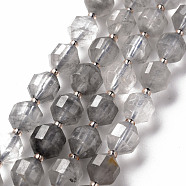 Natural Gray Quartz Beads Strands, Barrel, Faceted, 8x7.5mm, Hole: 1.2mm, about 40~41pcs/strand, 14.96 inch(38cm)(G-S362-096C)