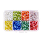 12/0 Round Glass Seed Beads, Transparent Colours Lustered, Mixed Style, Mixed Color, 2mm, Hole: 1mm, about 12500pcs/box(SEED-X0050-2mm-17)