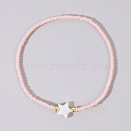 Glass Seed Bead & Shell Star Beaded Bracelet for Women, Simple and Stylish(RH2827-1)