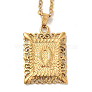 201 Stainless Steel Cable Chain Rectangle with Letter Pendant Necklaces, Golden, Letter Q, 19.96 inch(50.7cm)(NJEW-M070-01G-Q)