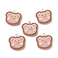Opaque Resin Pendants, with Platinum Tone Iron Loops, Bear Head, Camel, 24x24.5x7mm, Hole: 2mm(RESI-F030-17)