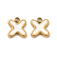 304 Stainless Steel Enamel Charms, Real 14K Gold Plated, Letter, Letter X, 7x6x1.3mm, Hole: 1.2mm(STAS-L022-292G-X)