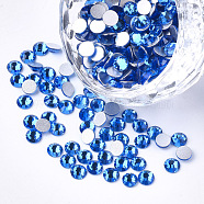 Glass Rhinestone Flat Back Cabochons, Back Plated, Faceted, Half Round, Capri Blue, SS4, 1.5~1.6x1mm, about 1440pcs/bag(RGLA-S002-04SS-29)