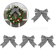 Black and White Stripes Pattern Linen Bowknot Display Decoration, with Twist Tie, for Christmas, Black, 85~115x370~390x25mm(AJEW-WH0258-687)