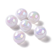 ABS Plastic Beads, AB Color Plated, Round, White, 14mm, Hole: 2mm(KY-G025-18)
