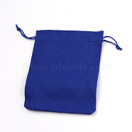 Burlap Packing Pouches Drawstring Bags, Blue, 9x7cm(ABAG-Q050-7x9-22)