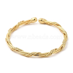 Rack Plating Brass Twist Rope Cuff Bangle for Women, Cadmium Free & Lead Free, Real 18K Gold Plated, Inner Diameter: 2-1/2 inch(6.4cm)(BJEW-M298-11G)