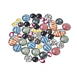 Glass Cabochons, Mixed Shapes, Mixed Style, Mixed Color, 10~30x8~23x3~6mm(GLAA-MSMC004-03)