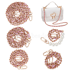 WADORN 5Pcs 5 Styles Imitation Leather Purse Chains, with Alloy & Iron Findings, Pearl Pink, 37.5~117x0.8cm, 1pc/style(FIND-WR0009-59A)
