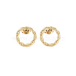 Ion Plating(IP) 304 Stainless Steel Hollow Ring Stud Earrings for Woman, Real 14K Gold Plated, 15mm, Pin: 0.7mm(X-EJEW-N097-003LG)
