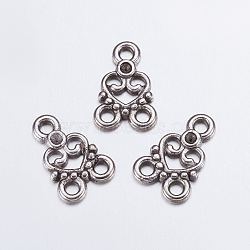 Chandelier Component Links, 3 Loop Connectors, Lead Free Nickel Free, and Cadmium Free, Alloy, Heart, Antique Silver, 15x11x2mm, Hole: 2mm(PALLOY-EA10674Y-AS-NF)