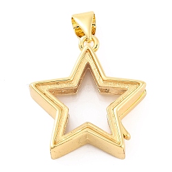 Rack Plating Brass Locket Pendants, with Plastic, Cadmium Free & Lead Free, Long-Lasting Plated, Real 18K Gold Plated, Star, 21x20x6mm, Hole: 4x3mm(KK-F874-01G-03)