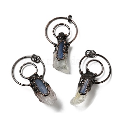 Natural Kyanite & Green Quartz Big Pendants, Nuggets Charms, with Red Copper Plated Brass Findings, Cadmium Free & Lead Free, 73~77x41x19~24mm, Hole: 6mm(G-G019-08R-01)