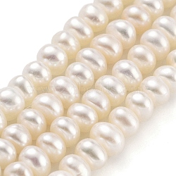 Natural Cultured Freshwater Pearl Beads Strands, Grade 6A, Rondelle, PapayaWhip, 4~4.5mm, Hole: 0.6mm, about 55pcs/strand, 7.28 inch(18.5cm)(PEAR-C003-37)