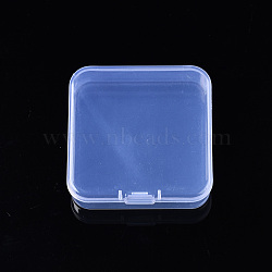 Square Polypropylene(PP) Bead Storage Containers, with Hinged Lid, for Jewelry Small Accessories, Clear, 6.5x6.5x1.9cm, compartment: 62x62mm(CON-S043-049)