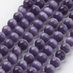 Cat Eye Beads, Round, Indigo, 10mm, Hole: 1mm, about 39pcs/strand, 15 inch(CER10mm57)