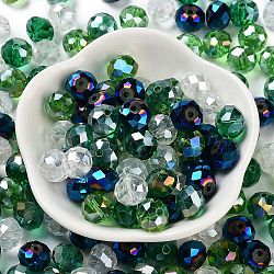 Glass Beads, Faceted, Rondelle, Dark Green, 10x8mm, Hole: 1mm, about 560pcs/500g(EGLA-A034-LM10mm-24)