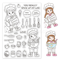PVC Plastic Stamps, for DIY Scrapbooking, Photo Album Decorative, Cards Making, Stamp Sheets, Girl Pattern, 16x11x0.3cm(DIY-WH0167-56-552)