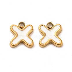 304 Stainless Steel Enamel Charms, Real 14K Gold Plated, Letter, Letter X, 7x6x1.3mm, Hole: 1.2mm(STAS-L022-292G-X)