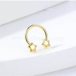 304 Stainless Steel Circular/Horseshoe Barbell Nose Rings, Star, Golden, Inner Diameter: 10mm, Pin: 1.2mm(FS-WG4F869-03)