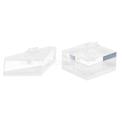 2 Pcs 2 Styles Acrylic Ring Displays, with Plastic Holder, Triangle & Square, White, 1pc/style(RDIS-FG0001-13)