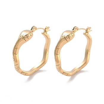 Ion Plating(IP) 304 Stainless Steel Hoop Earrings, Jewelry for Women, Snake, Golden, 28x6mm