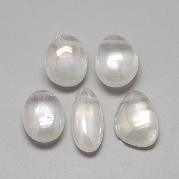 Electroplate Natural Quartz Crystal Pendants, Rock Crystal Pendants, Nuggets, Clear, 28~43x14~29x10~21mm, Hole: 2mm