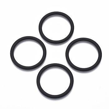 Spray Painted CCB Plastic Linking Rings, Round Ring, Black, 49.5x4.5mm, Inner Diameter: 40mm