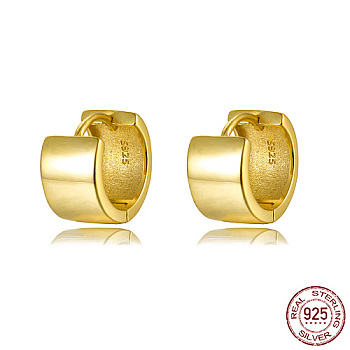 Real 18K Gold Plated 925 Sterling Silver Hoop Earrings, with S925 Stamp, Real 18K Gold Plated, 14x8mm