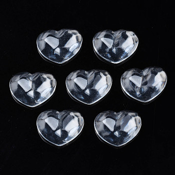 Transparent Resin Cabochons, Water Ripple, Heart, Clear, 17x21x7.5mm
