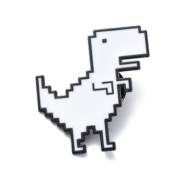 Enamel Pin, Alloy Brooch for Backpack Clothes, Cadmium Free & Lead Free, Dinosaur, Black, 32x30x1.5mm