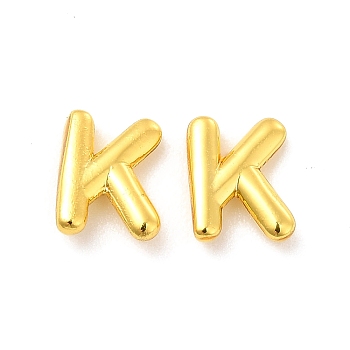 Brass Hollow Out Initial Letter Stud Earrings for Women, Real 18K Gold Plated, Lead Free & Cadmium Free, Letter.K, 7x5.5x1.5mm, Pin: 0.8mm
