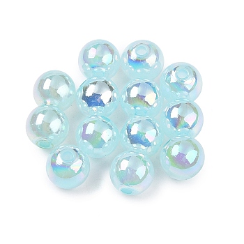 Imitation Jelly Acrylic Beads, AB Color Plated, Round, Pale Turquoise, 10mm, Hole: 2mm, about 962pcs/500g