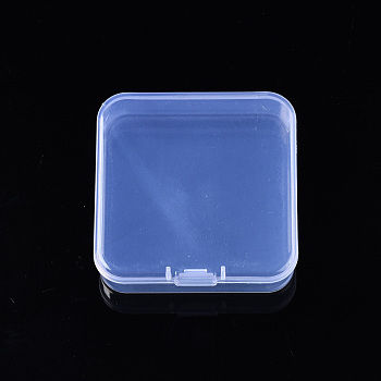 Square Polypropylene(PP) Bead Storage Containers, with Hinged Lid, for Jewelry Small Accessories, Clear, 6.5x6.5x1.9cm, compartment: 62x62mm