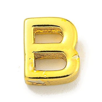 Brass Beads, for Personalized Name Necklace Making, Real 18K Gold Plated, Letter B, 8x7x3mm, Hole: 1.8x1mm