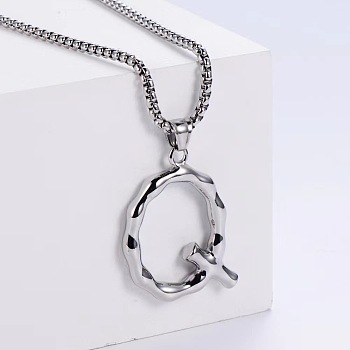 3Pcs Stainless Steel Textured Letter Pendants, Without Chain, Letter Q