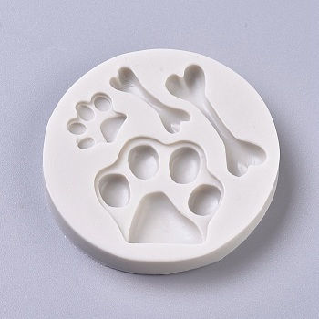DIY Food Grade Silicone Molds, Fondant Molds, For DIY Cake Decoration, Chocolate, Candy, UV Resin & Epoxy Resin Jewelry Making, Dog Footprints, Ghost White, 73x12mm