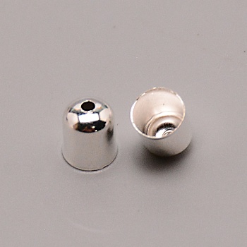 Iron Cord End, Column, Silver, 6x6.8~7.3mm, Hole: 1.4~1.6mm, Inner Diameter: 5.4~5.6mm, about 100pcs/bag