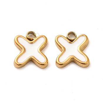 304 Stainless Steel Enamel Charms, Real 14K Gold Plated, Letter, Letter X, 7x6x1.3mm, Hole: 1.2mm