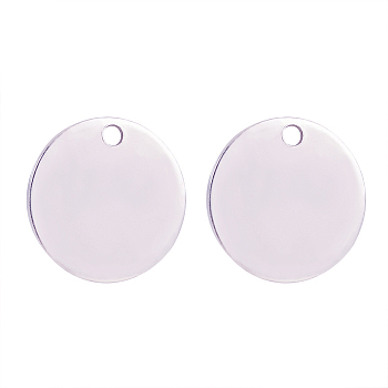 304 Stainless Steel Charms, Stamping Blank Tags, Smooth Surface, Flat Round, Stainless Steel Color, 15x1mm, Hole: 1mm, 100pcs/box