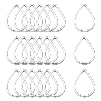 Brass Linking Rings, teardrop, Silver Color Plated, about 7mm wide, 11mm long, 1mm thick