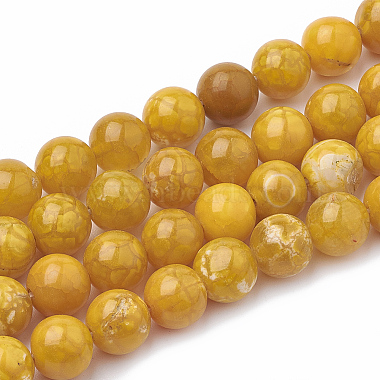 Goldenrod Round Crackle Agate Beads
