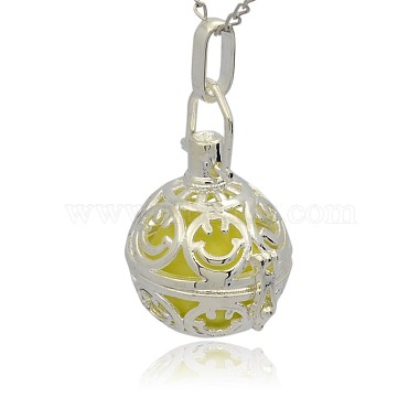 Silver Color Plated Brass Hollow Round Cage Pendants(KK-J216-15S)-2