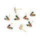 Cubic Zirconia Cherry Stud Earrings with Enamel(X-EJEW-P199-14G)-1